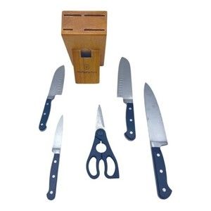 Wolfgang Puck 6 Piece Cutlery w/ Wooden Block Knife Set